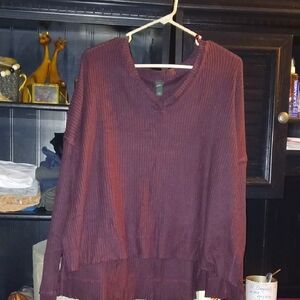 Wild Fable V-Neck Ribbed Sweater - Dark Purple